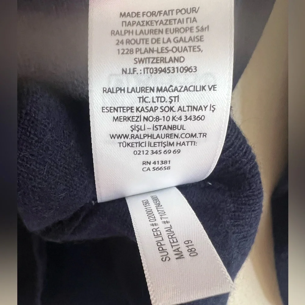 NWT Polo Ralph Lauren Men's 100% Cashmere Dark Blue Crewneck Sweater Size M - Picture 10 of 12